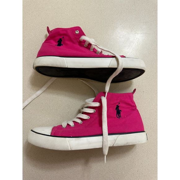 Polo Ralph Lauren Pink High Top Sneakers, Size 6 - Picture 5 of 7